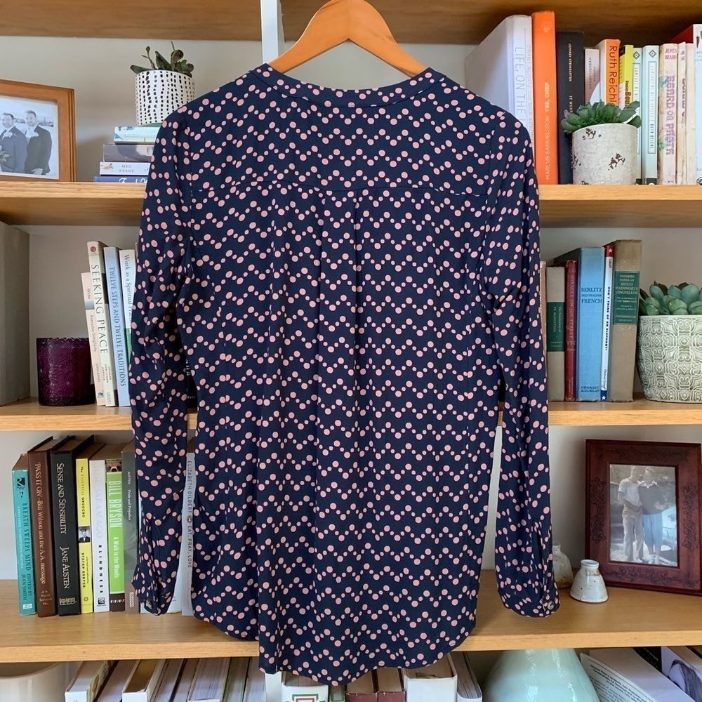 Anthropologie Maeve Navy Polka Dot Button Down Size XS - Picture 4 of 6